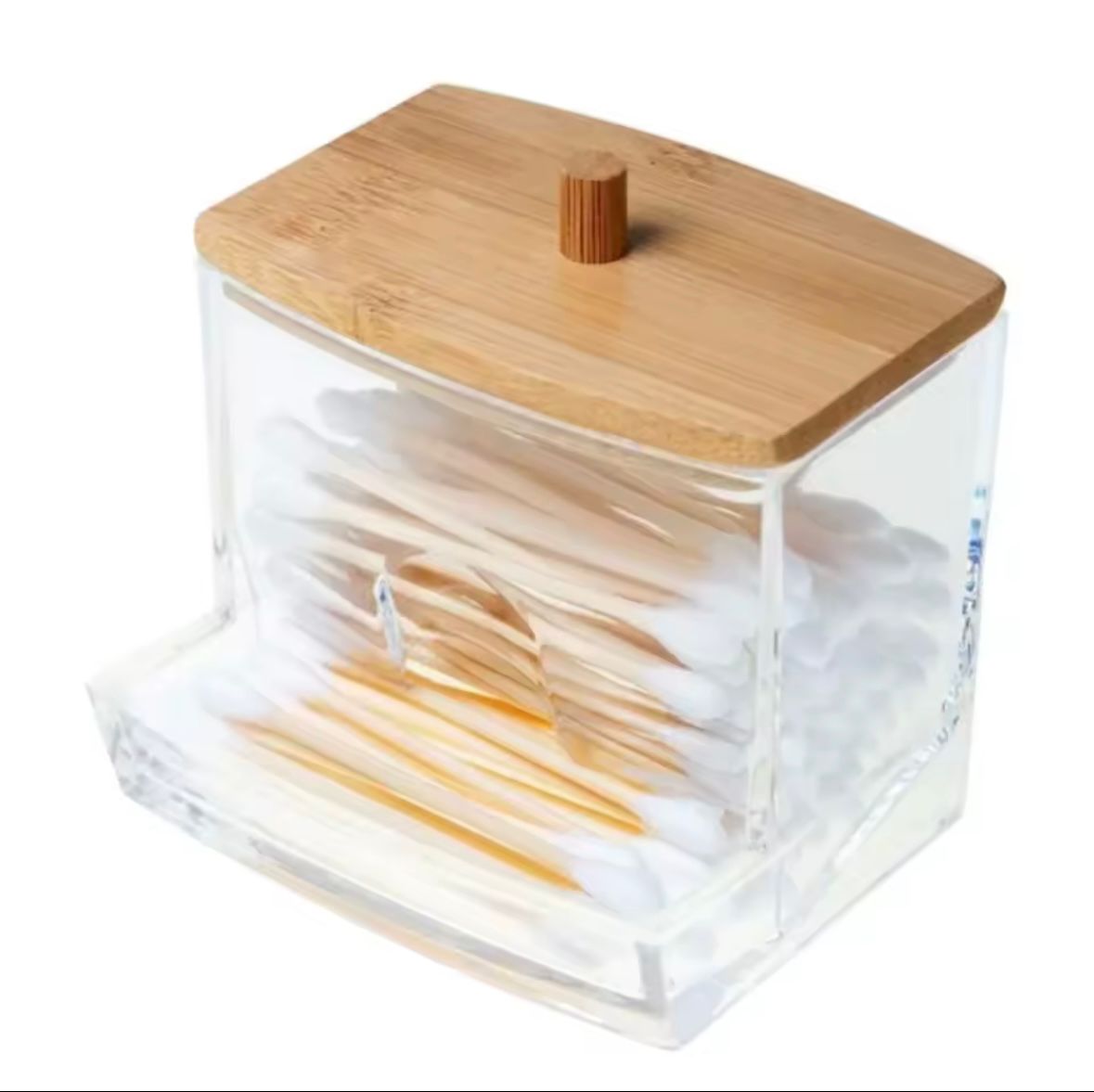1Pc/3Pcs Ball-Shaped Dispenser, round Mat, Dental Floss Transparent Plastic Bottle Set, Bathroom Can Storage Box, Dressing Table Cosmetic Organizer with Wood Lid